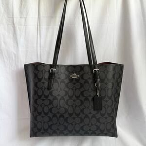 Coach Mollie Tote Charcoal and Silver signature like new modern classic basic
